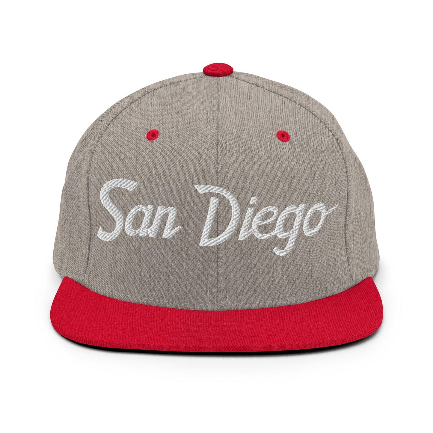 San Diego Script Snapback Hat Heather Grey Red