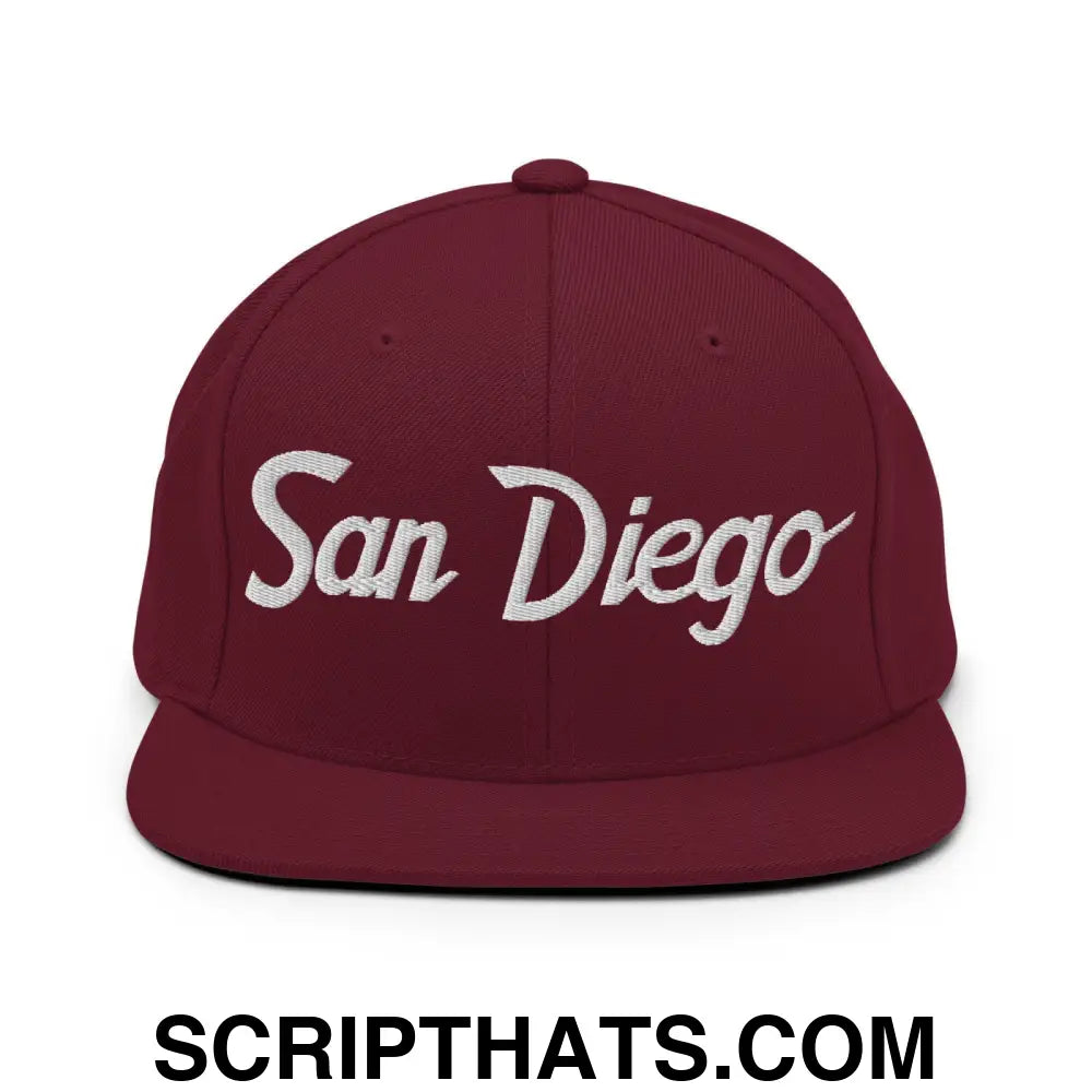 San Diego Script Snapback Hat Maroon