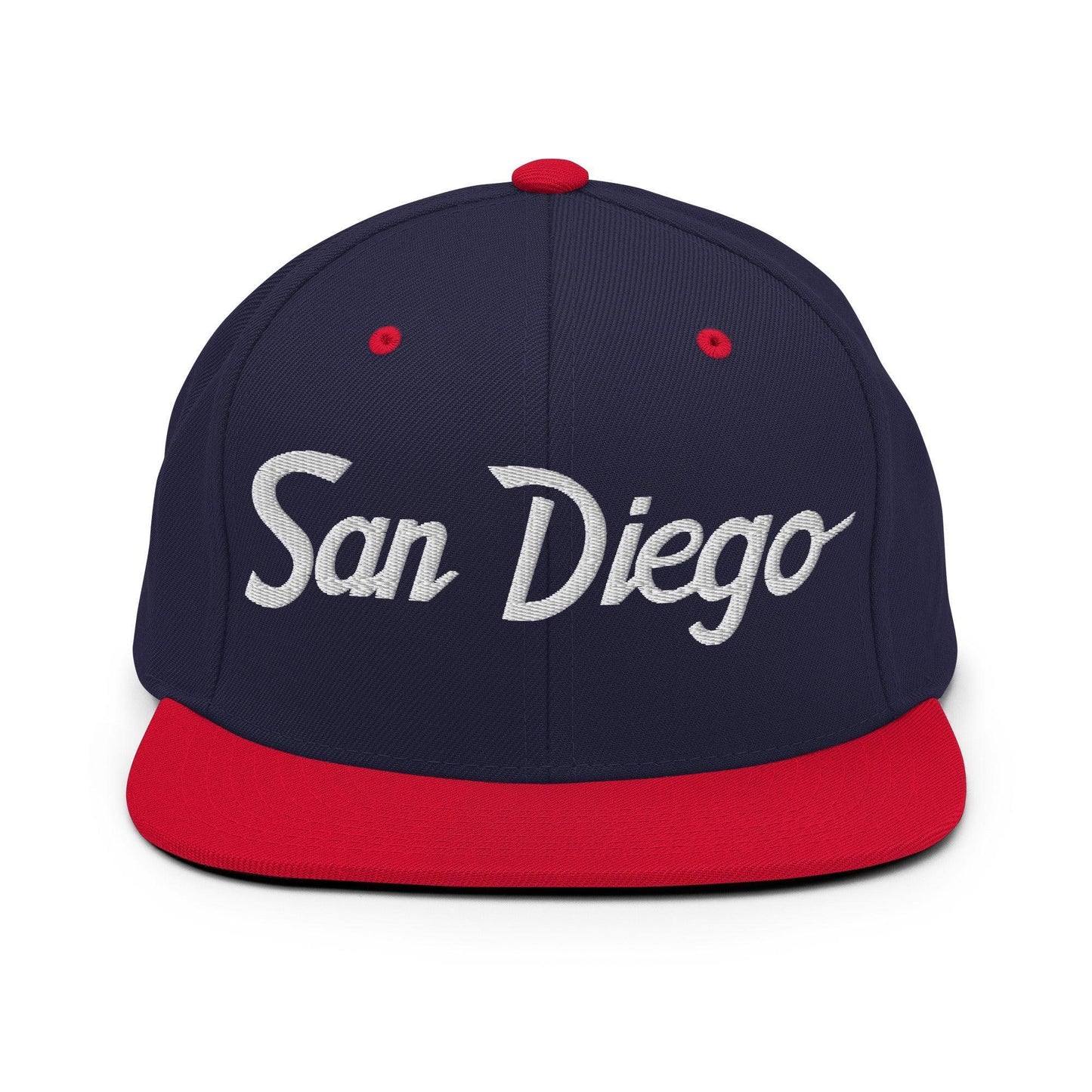 San Diego Script Snapback Hat Navy Red