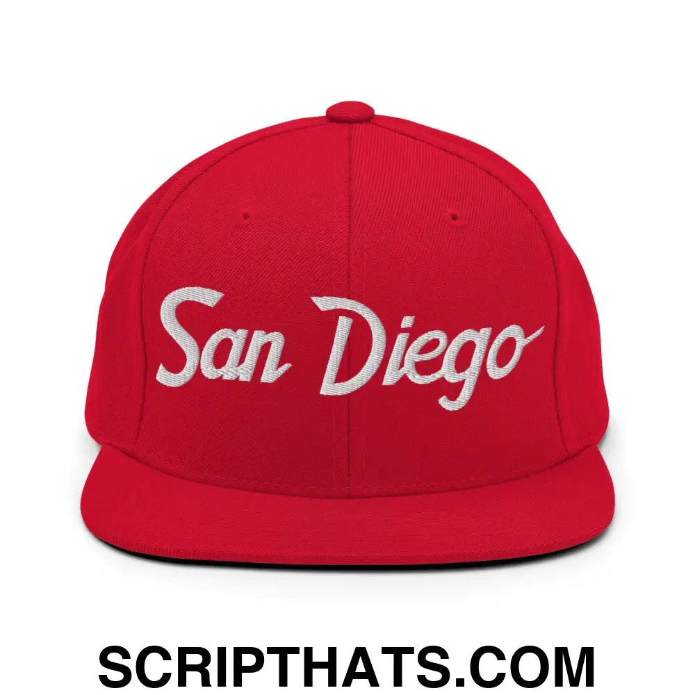 San Diego Script Snapback Hat Red