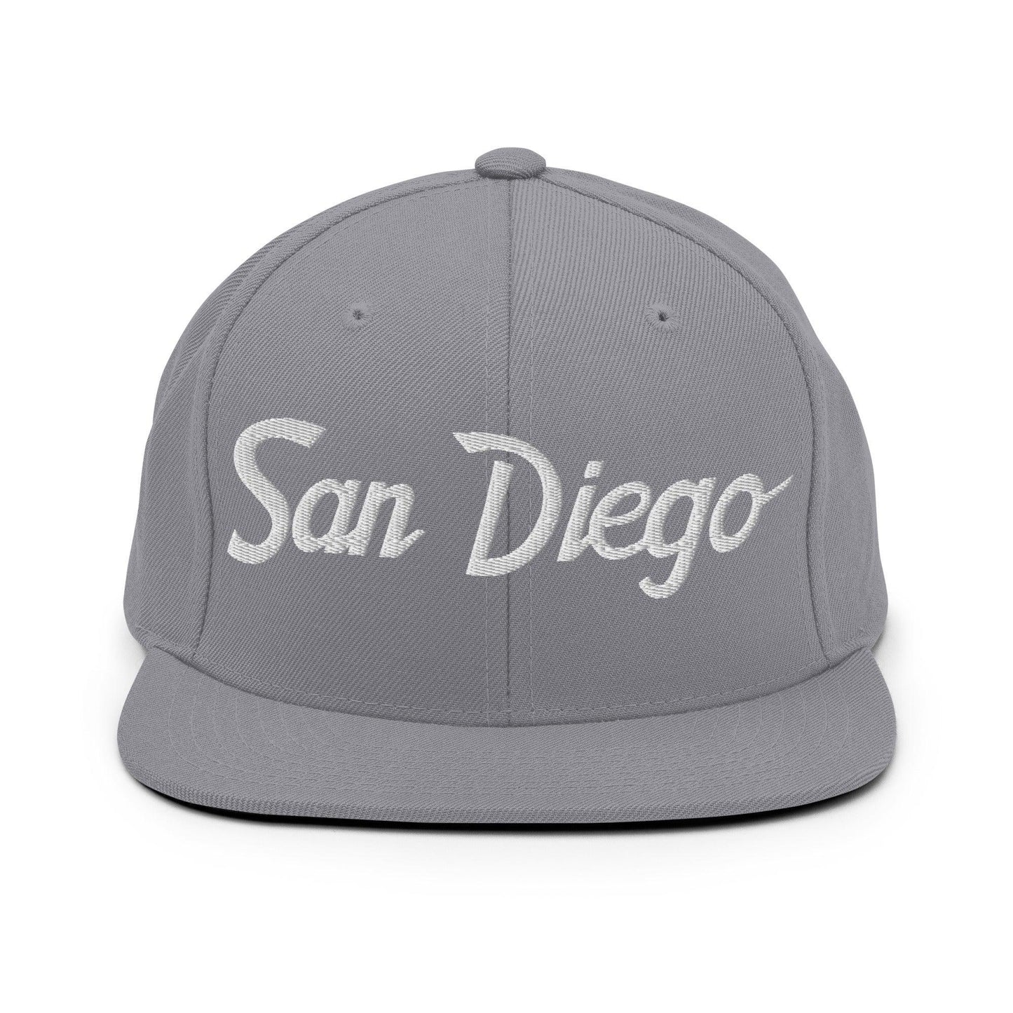 San Diego Script Snapback Hat Silver