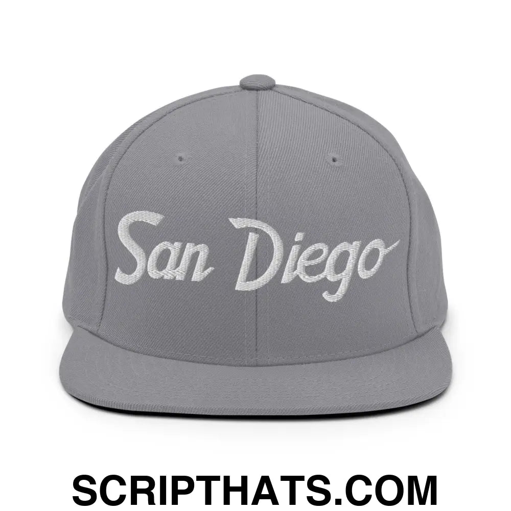 San Diego Script Snapback Hat Silver