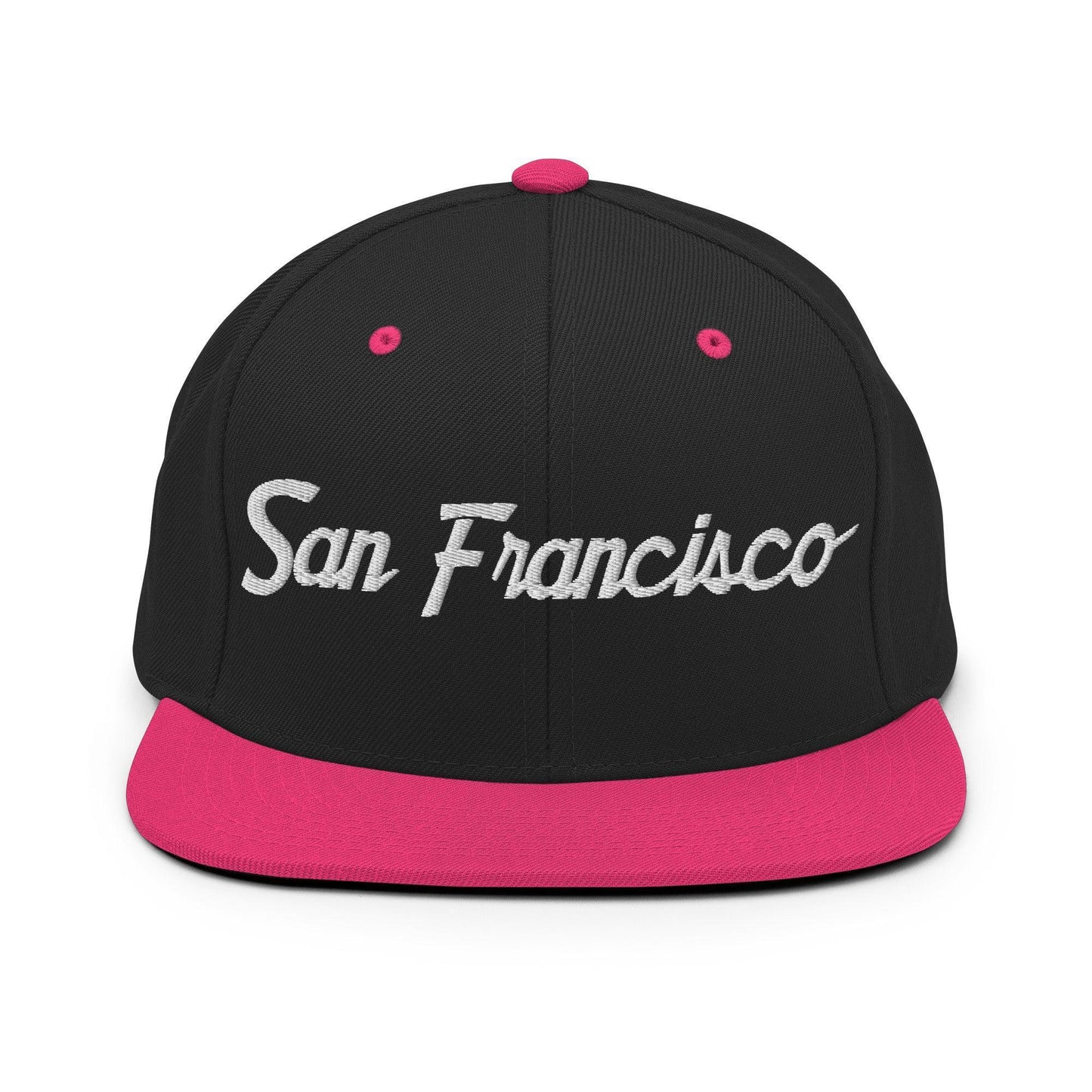 San Francisco Script Snapback Hat Black Neon Pink