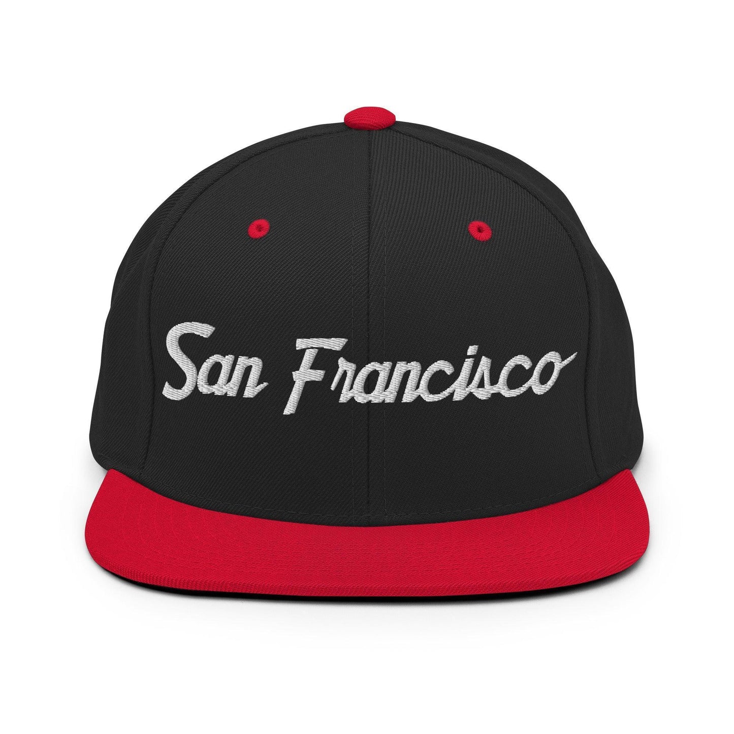 San Francisco Script Snapback Hat Black Red