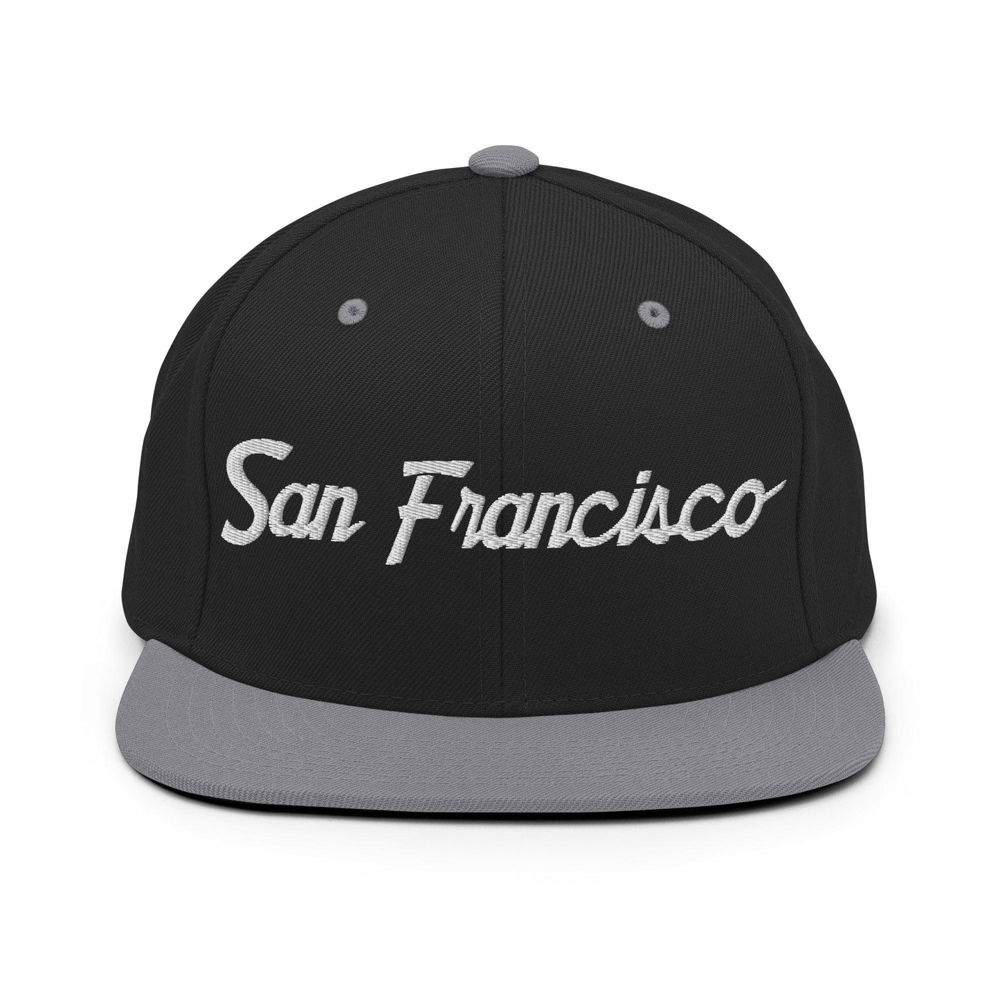 San Francisco Script Snapback Hat Black Silver