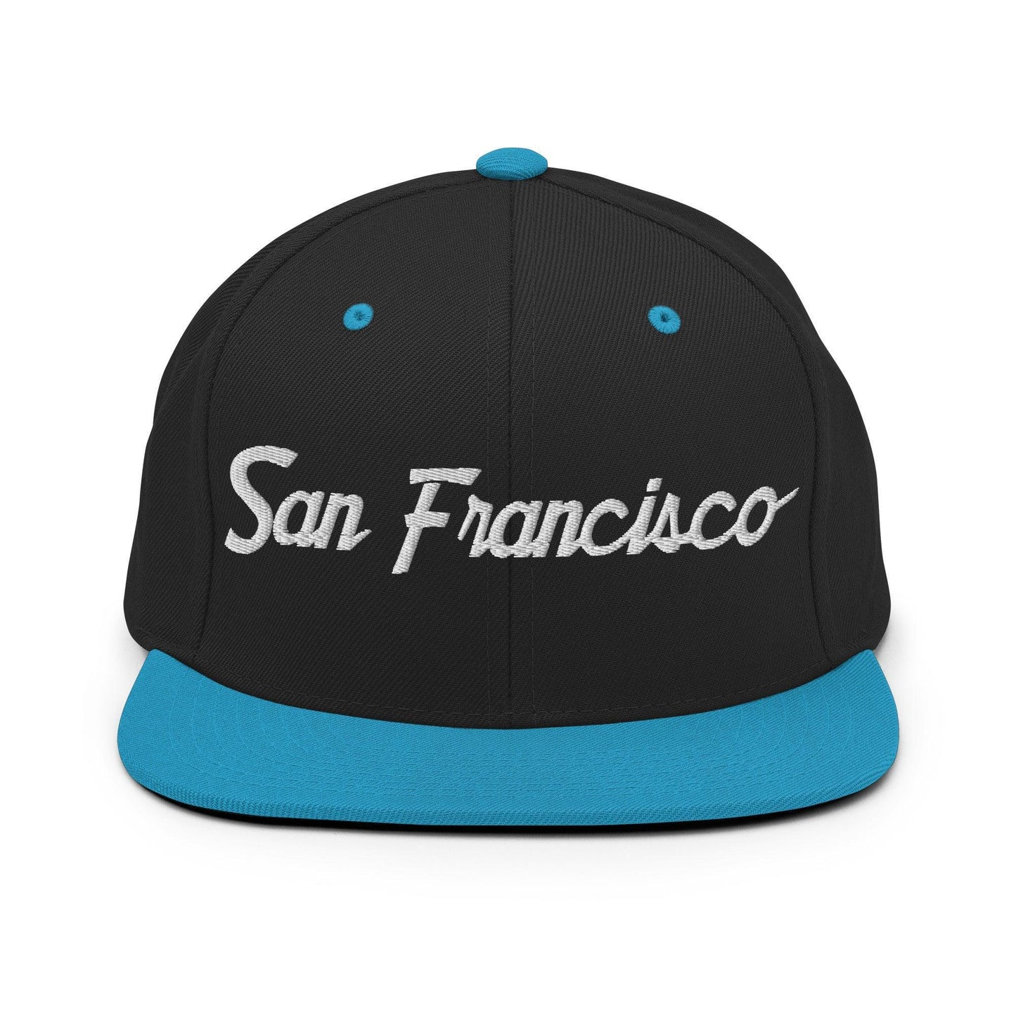 San Francisco Script Snapback Hat Black Teal