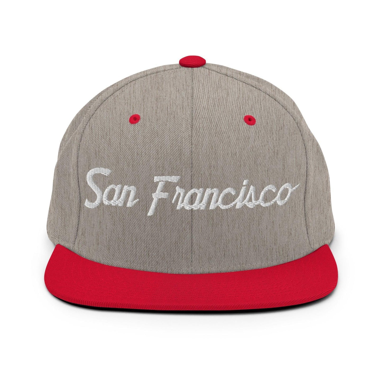 San Francisco Script Snapback Hat Heather Grey Red