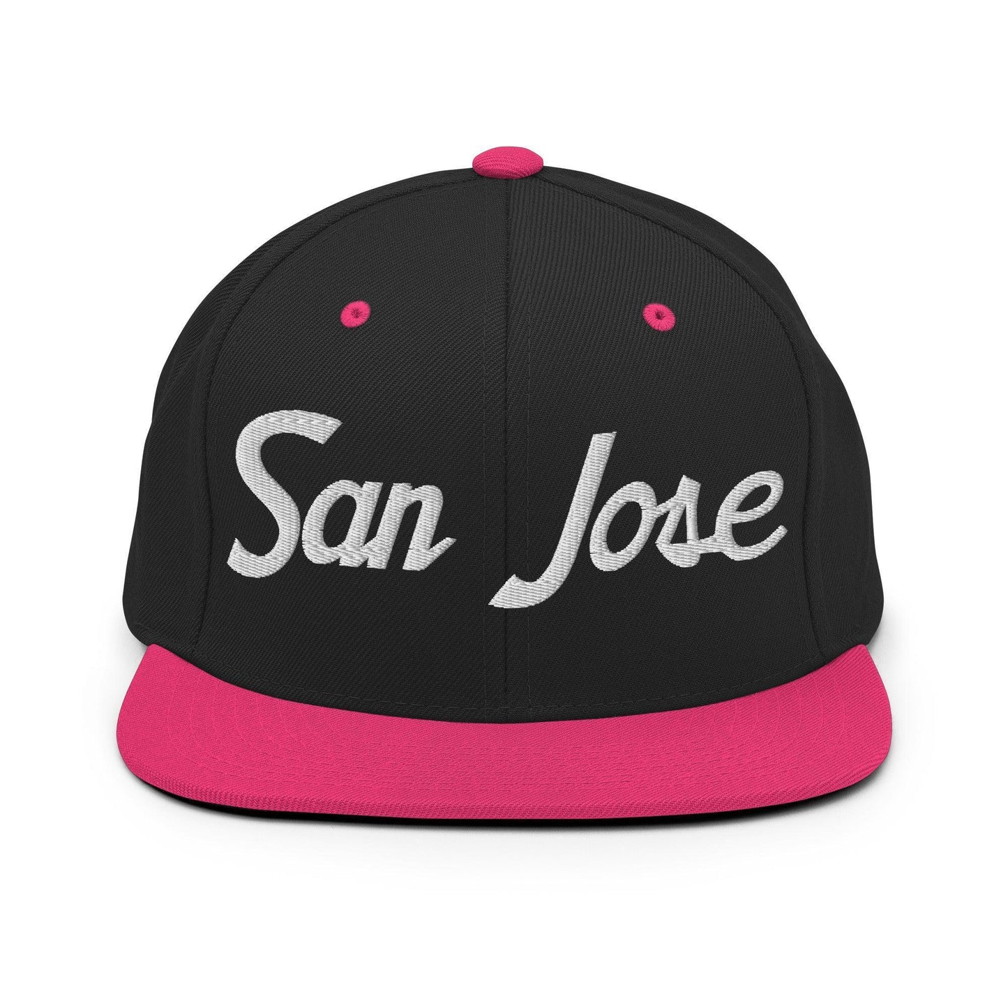 San Jose Script Snapback Hat Black Neon Pink