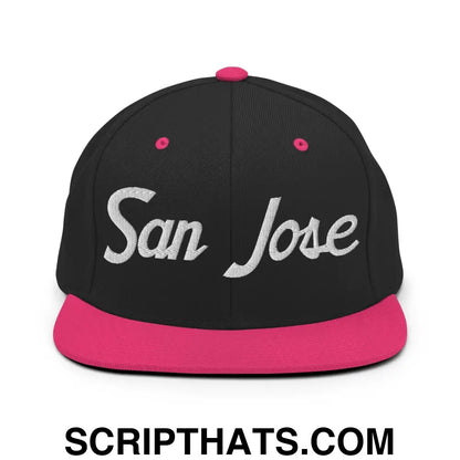 San Jose Script Snapback Hat Black Neon Pink