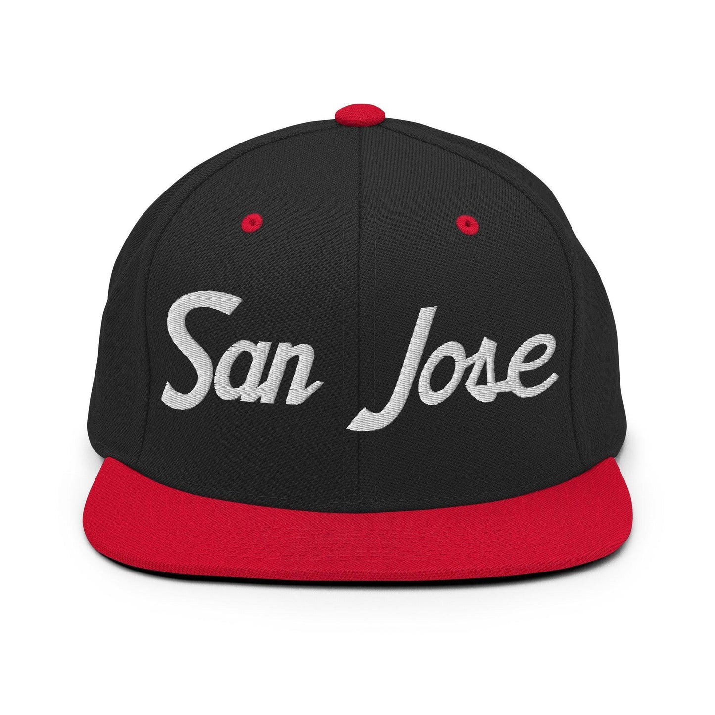 San Jose Script Snapback Hat Black Red