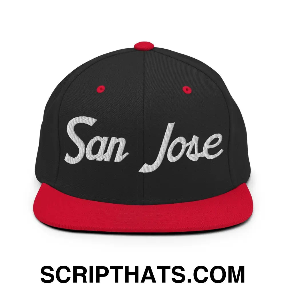 San Jose Script Snapback Hat Black Red