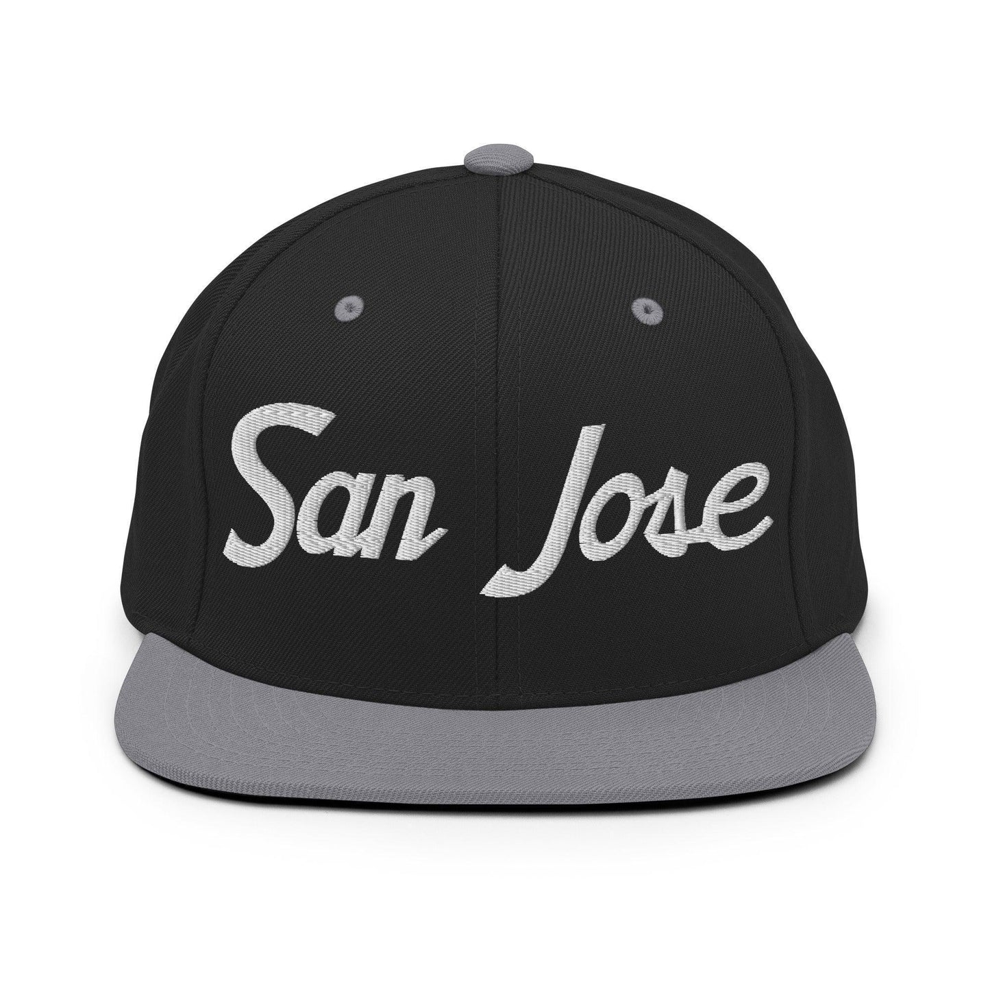 San Jose Script Snapback Hat Black Silver