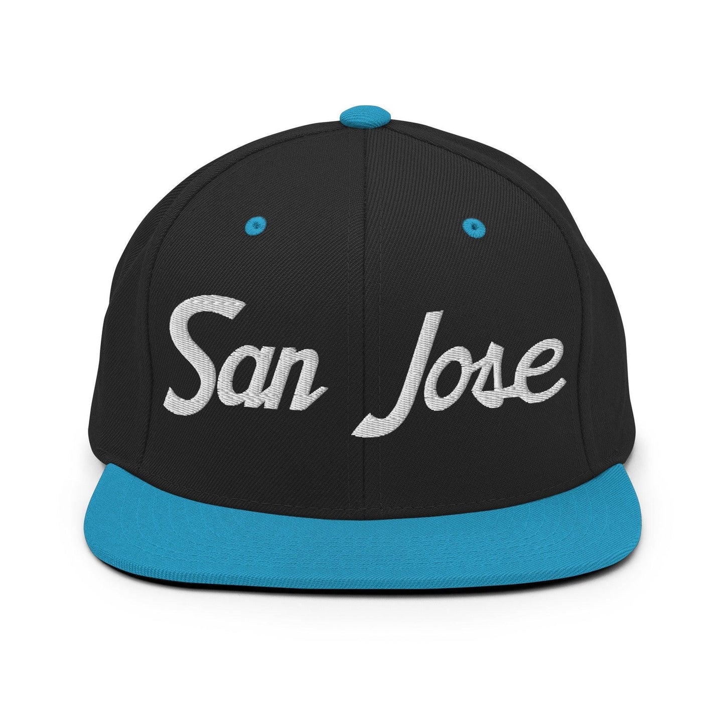 San Jose Script Snapback Hat Black Teal