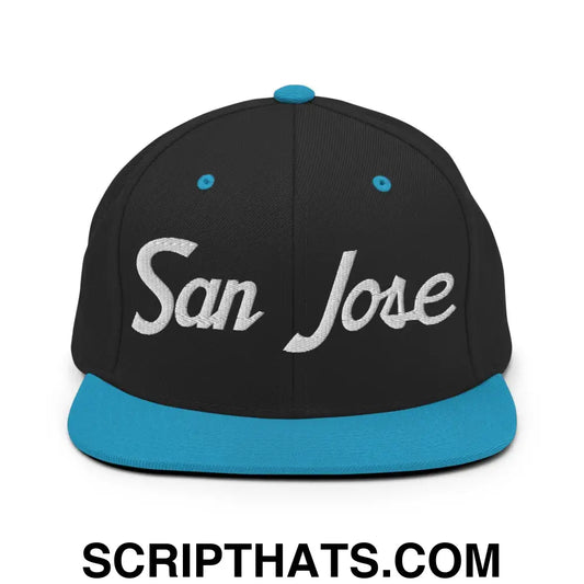 San Jose Script Snapback Hat Black Teal