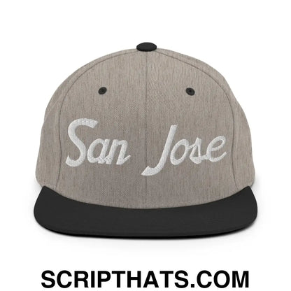 San Jose Script Snapback Hat Heather Black