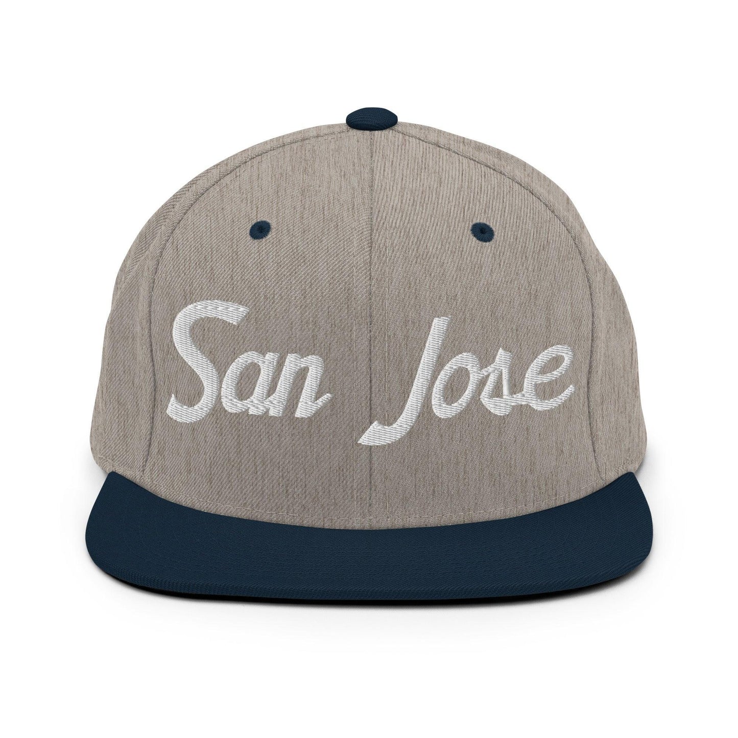 San Jose Script Snapback Hat Heather Grey Navy