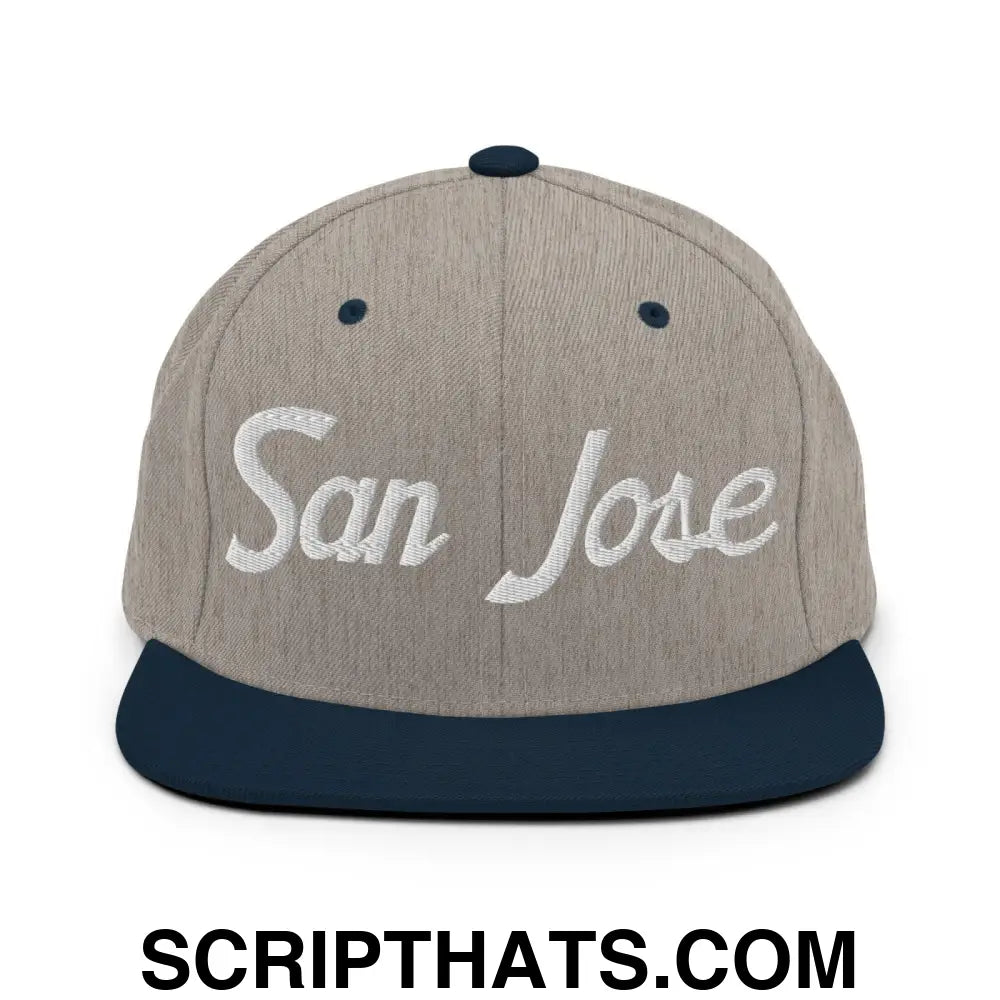 San Jose Script Snapback Hat Heather Grey Navy