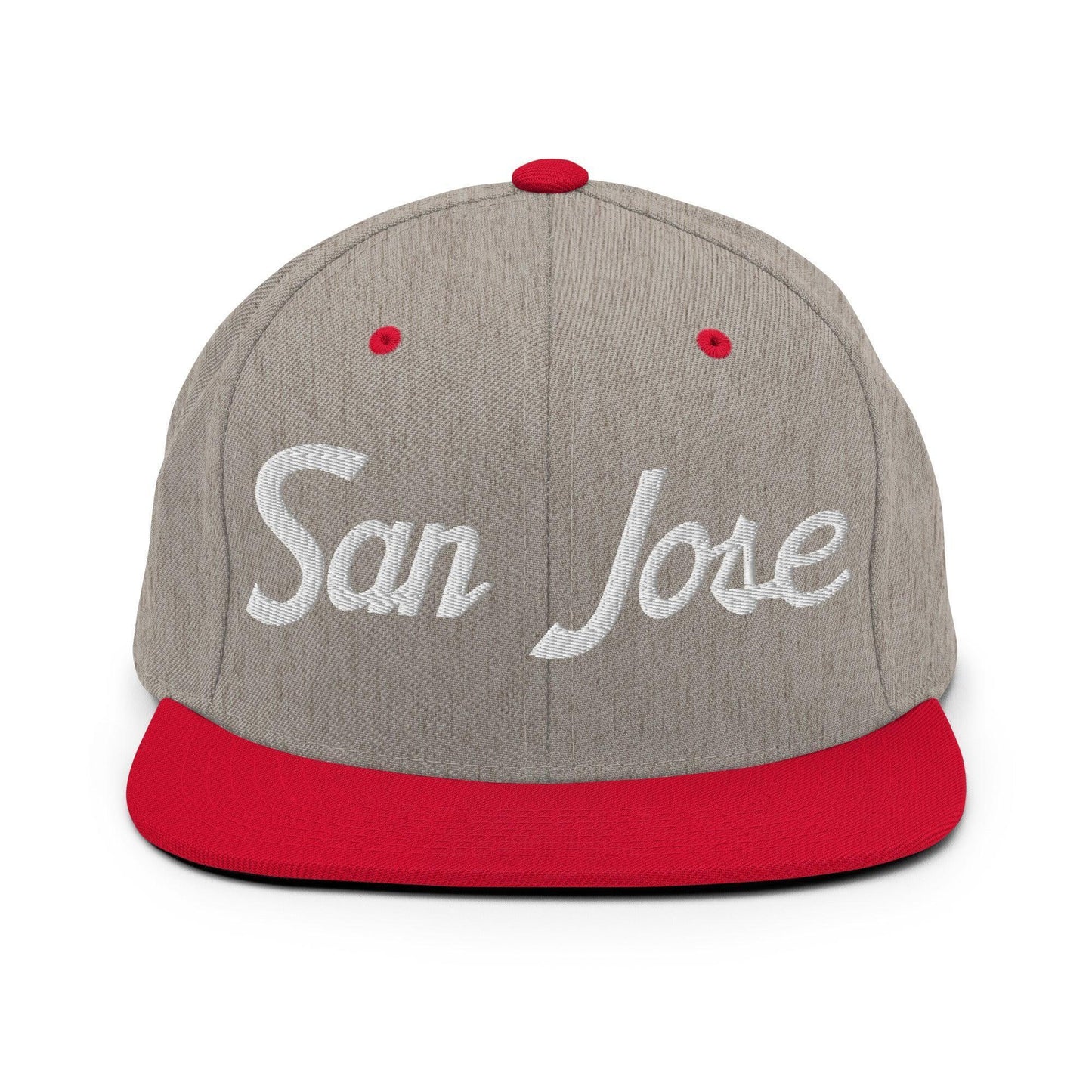 San Jose Script Snapback Hat Heather Grey Red