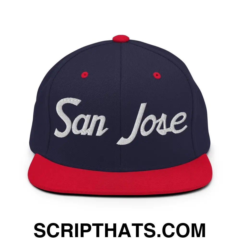 San Jose Script Snapback Hat Navy Red