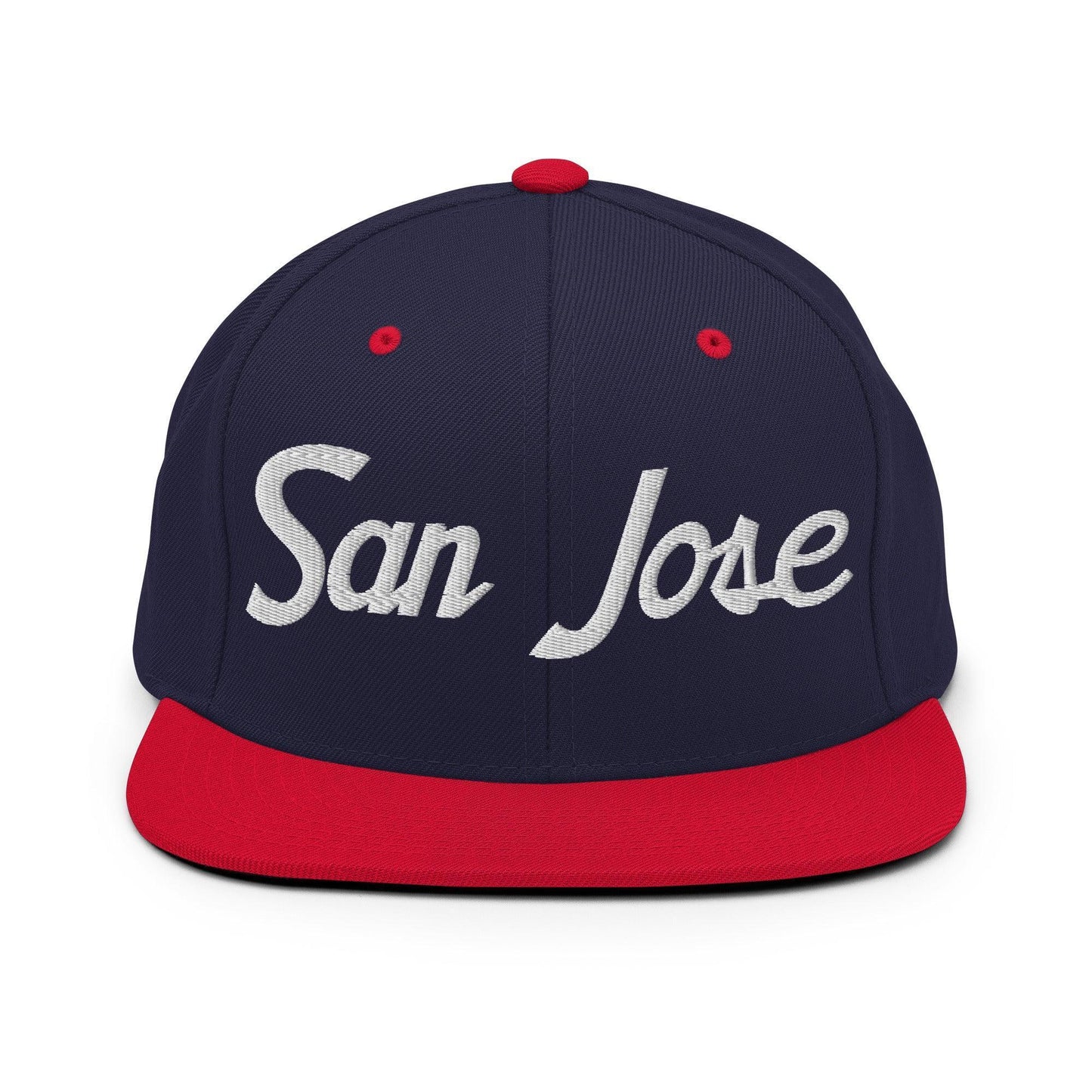 San Jose Script Snapback Hat Navy Red