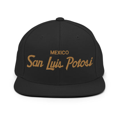 San Luis Potosi Mexico Gold Vintage Sports Script Snapback Hat Black