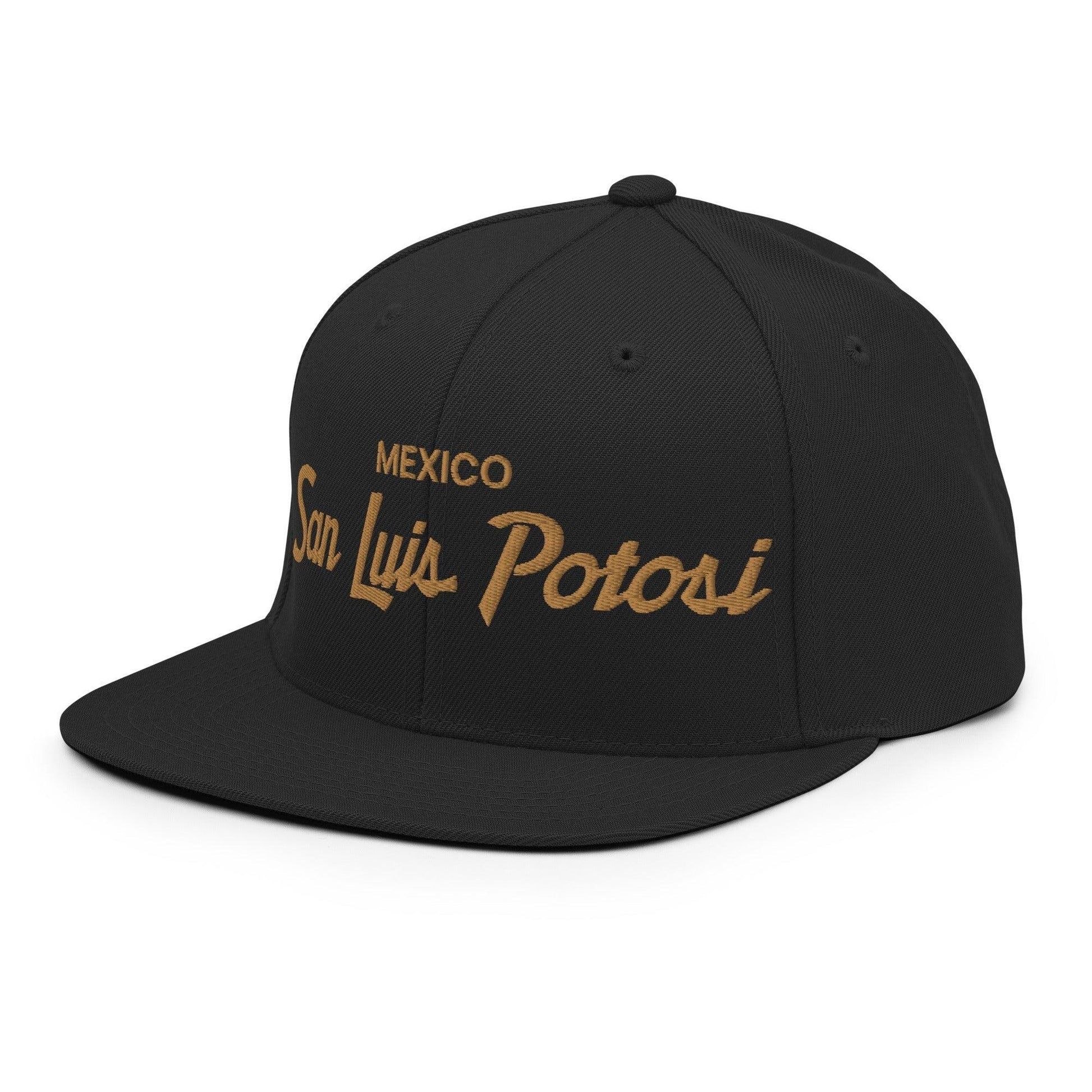 San Luis Potosi Mexico Gold Vintage Sports Script Snapback Hat Black