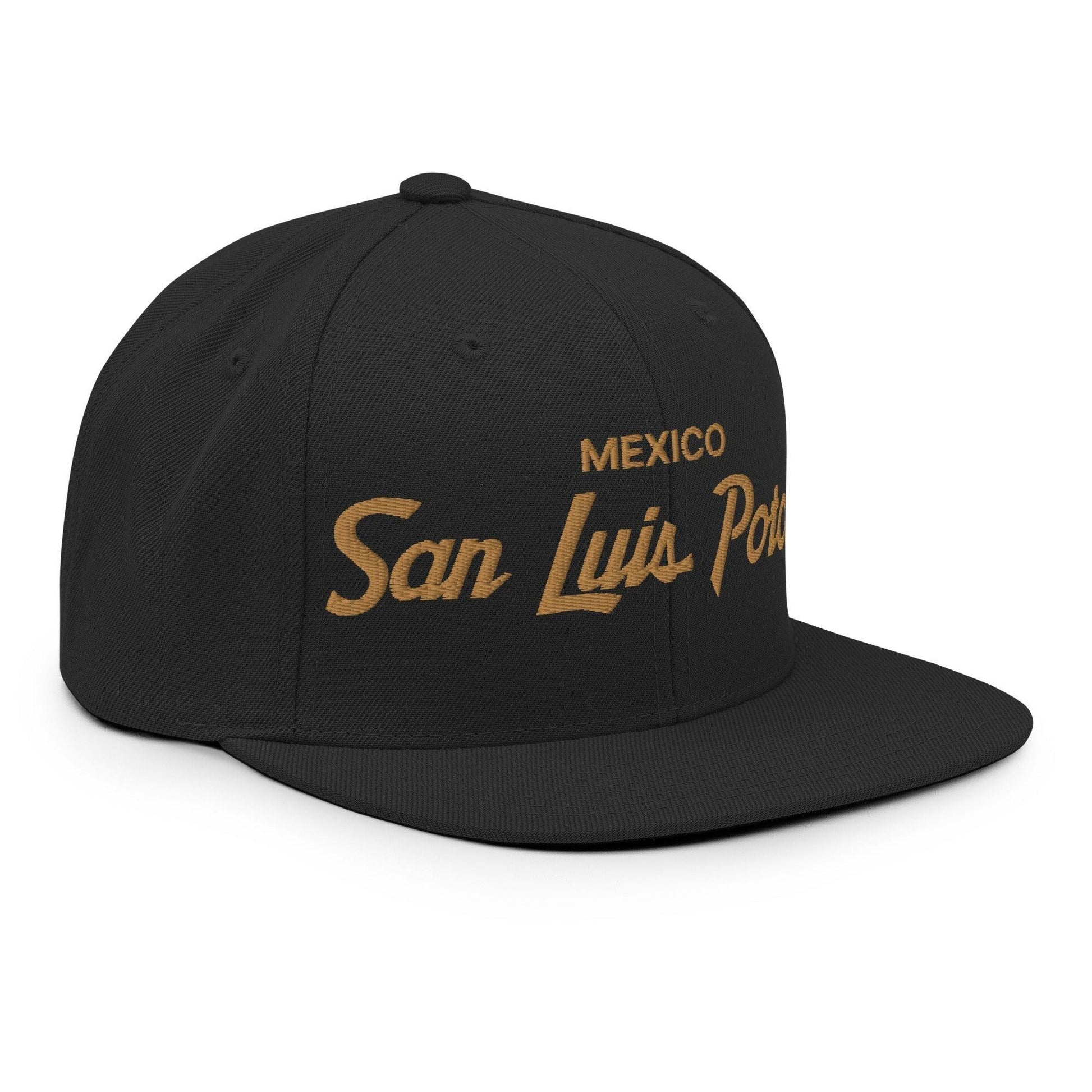 San Luis Potosi Mexico Gold Vintage Sports Script Snapback Hat Black
