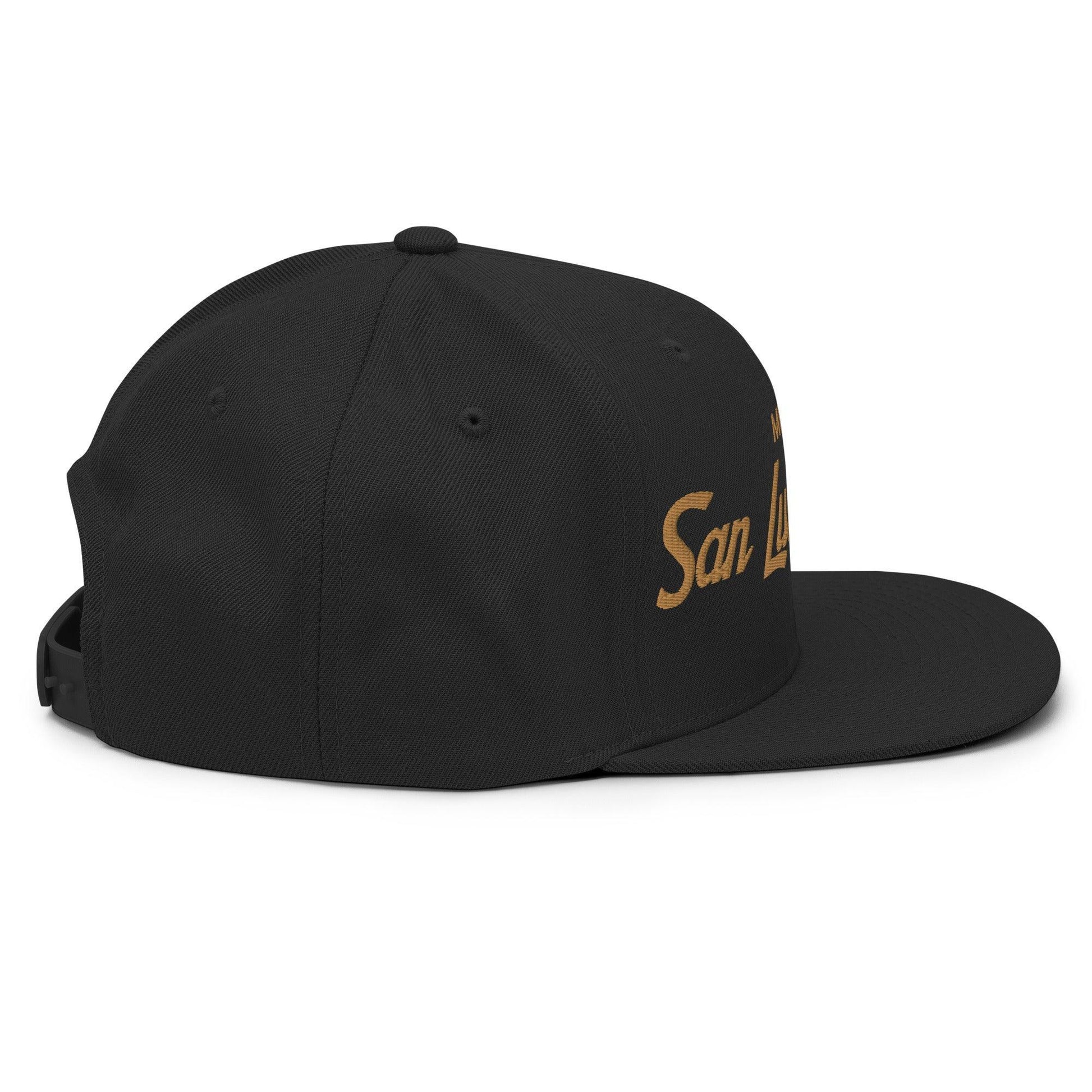 San Luis Potosi Mexico Gold Vintage Sports Script Snapback Hat Black