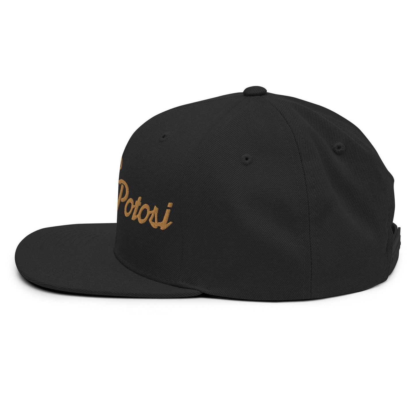 San Luis Potosi Mexico Gold Vintage Sports Script Snapback Hat Black