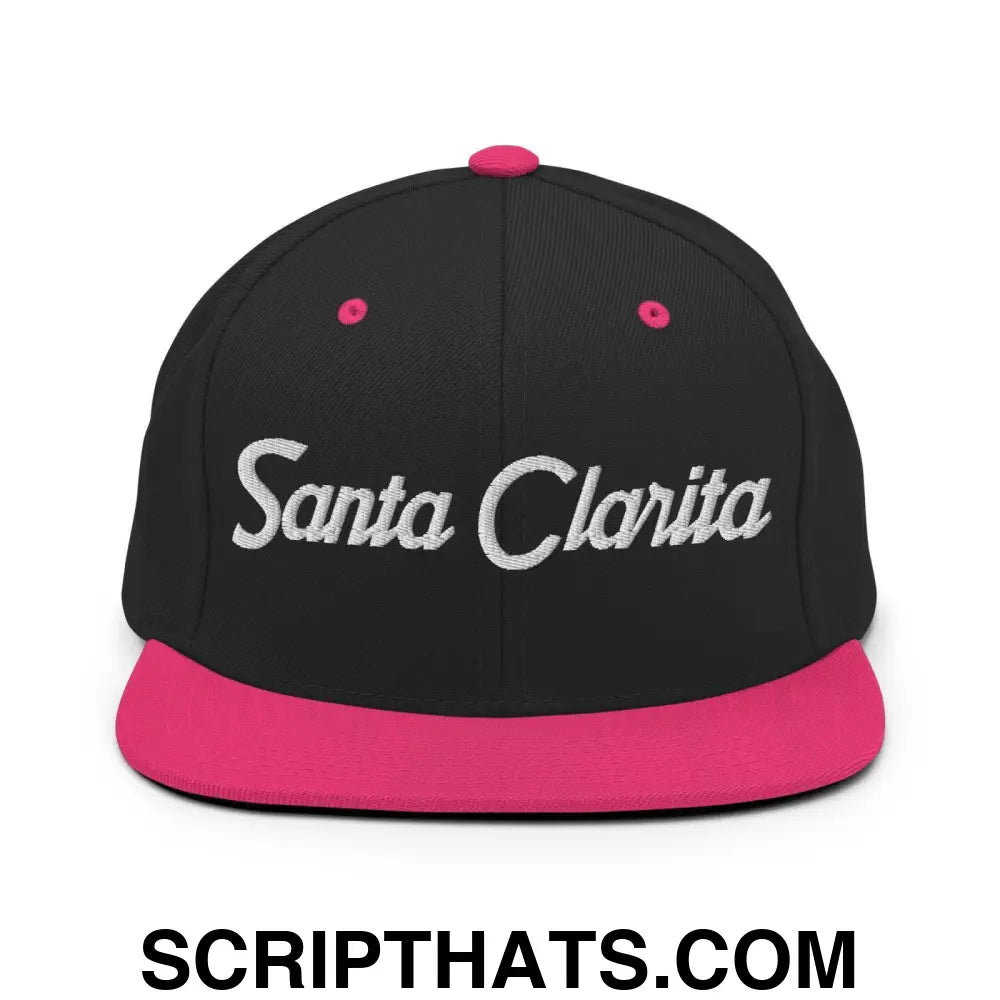 Santa Clarita Script Snapback Hat Black Neon Pink