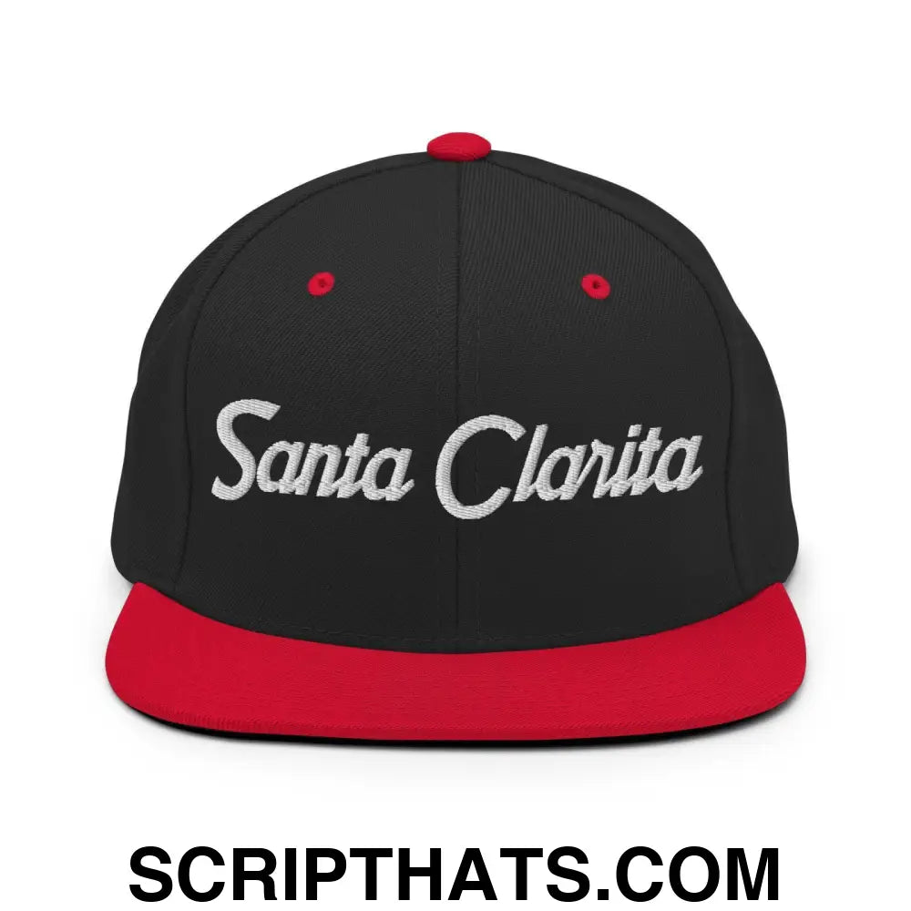 Santa Clarita Script Snapback Hat Black Red