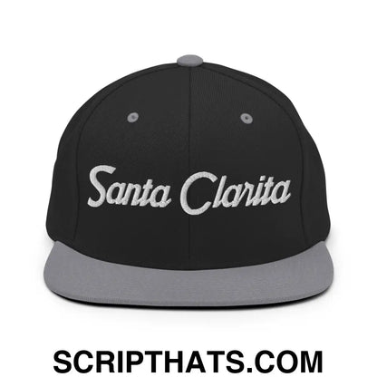 Santa Clarita Script Snapback Hat Black Silver