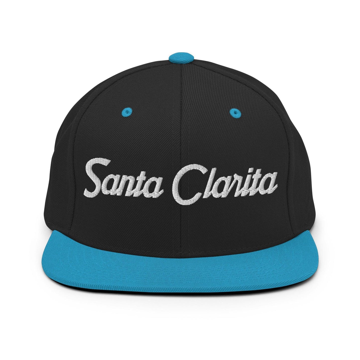 Santa Clarita Script Snapback Hat Black Teal