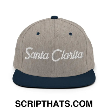 Santa Clarita Script Snapback Hat Heather Grey Navy