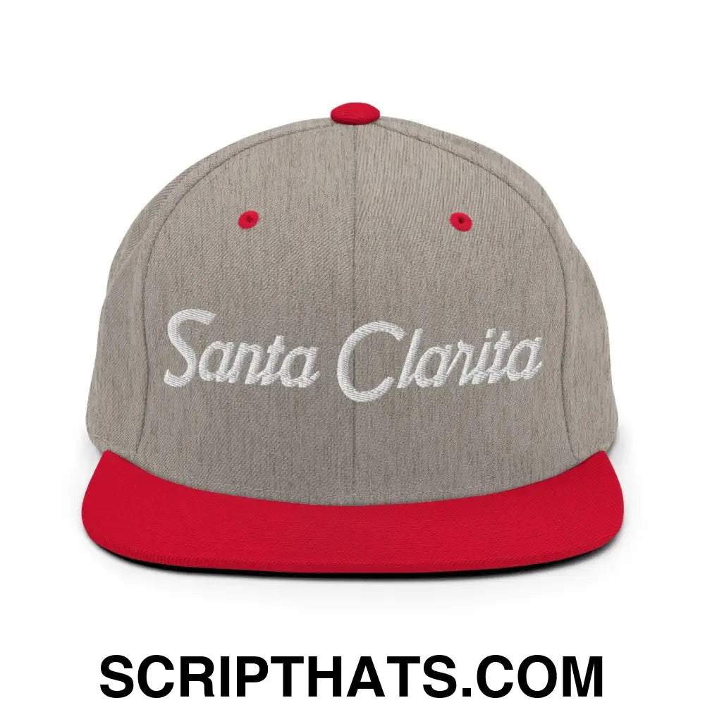 Santa Clarita Script Snapback Hat Heather Grey Red