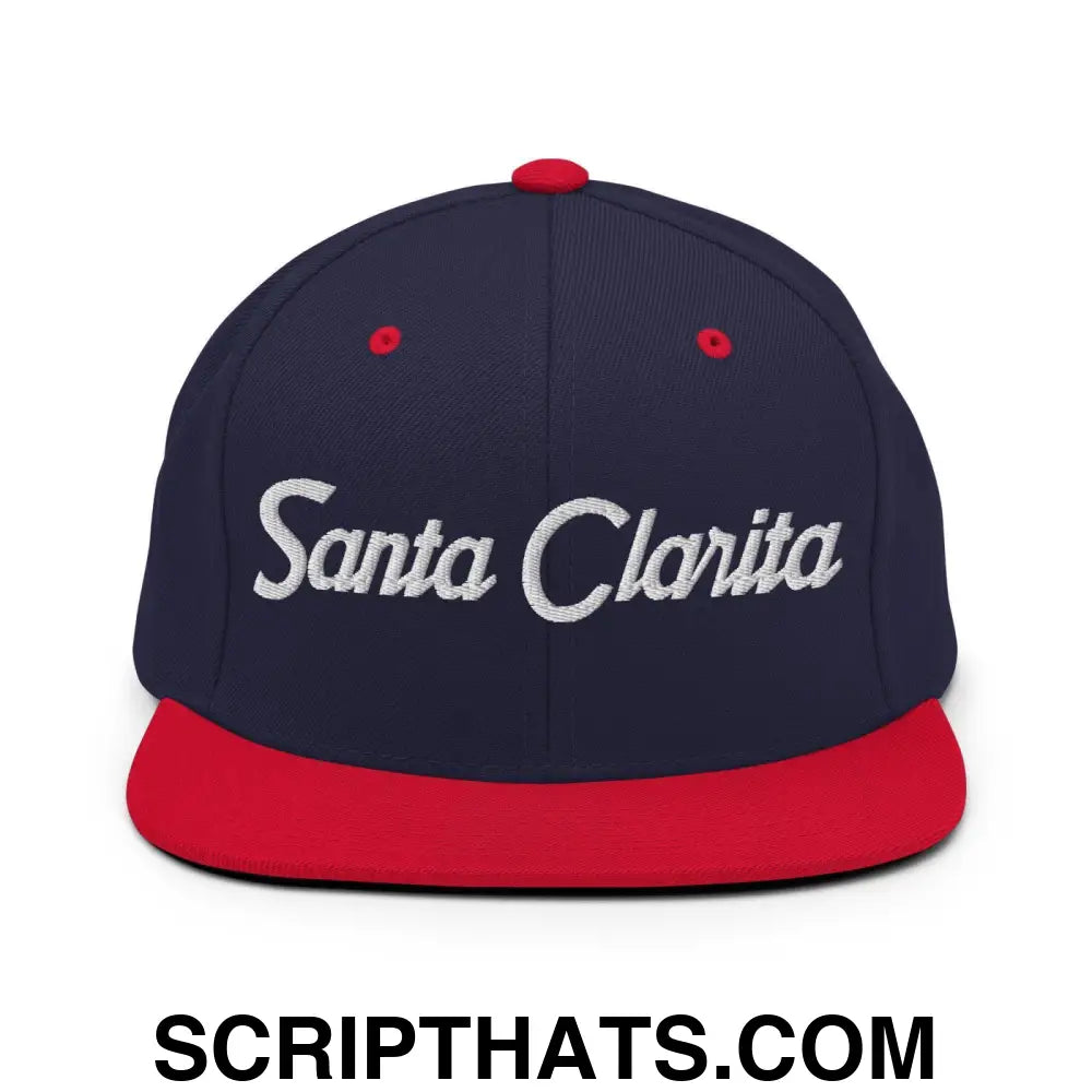 Santa Clarita Script Snapback Hat Navy Red