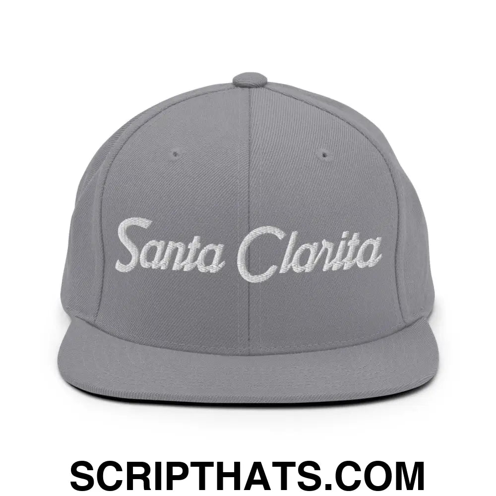 Santa Clarita Script Snapback Hat Silver