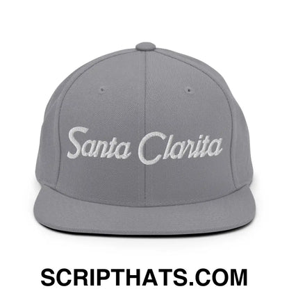 Santa Clarita Script Snapback Hat Silver