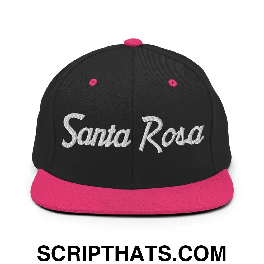 Santa Rosa Script Snapback Hat Black Neon Pink