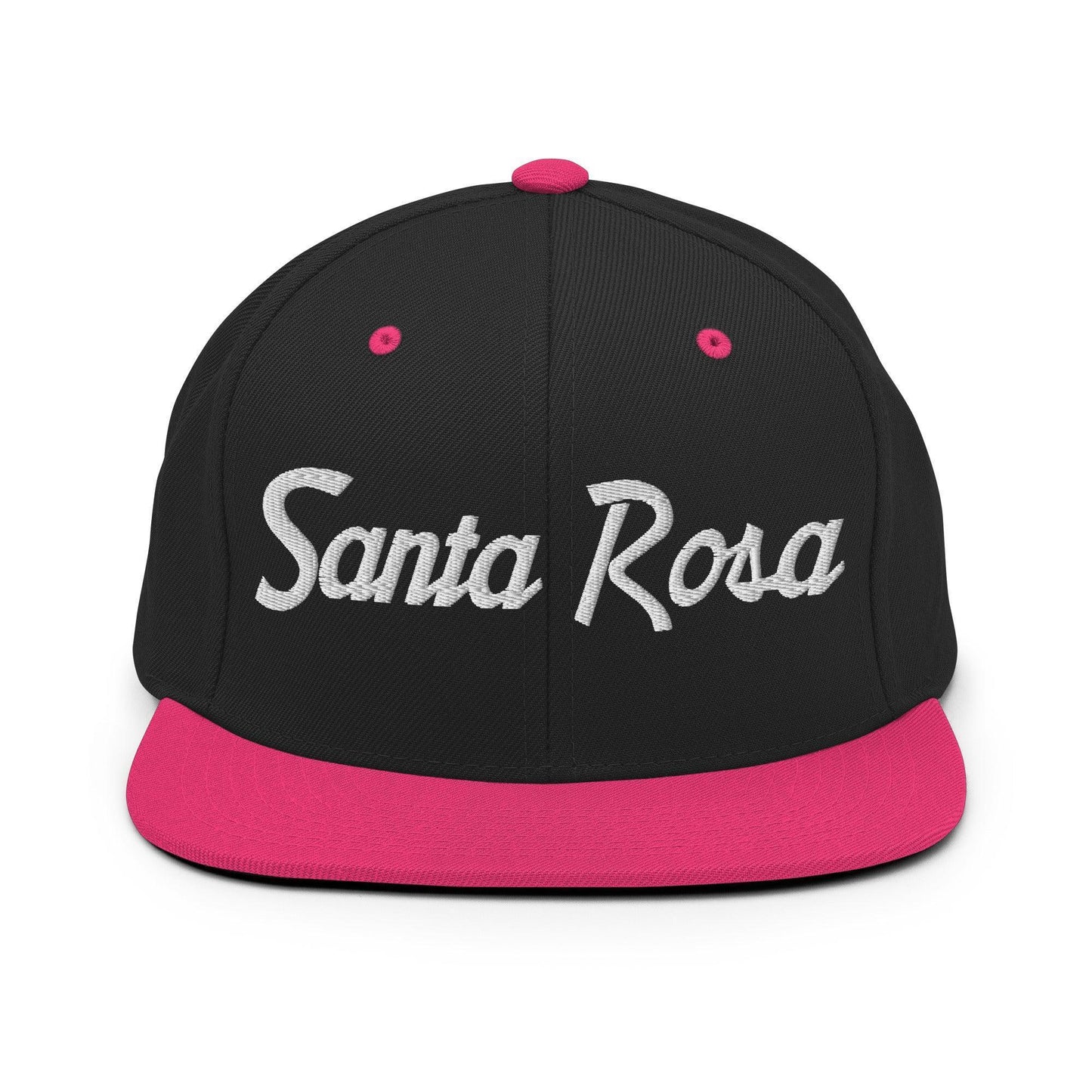 Santa Rosa Script Snapback Hat Black Neon Pink