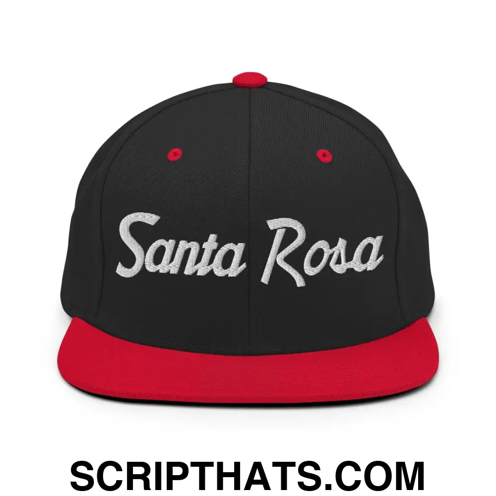 Santa Rosa Script Snapback Hat Black Red