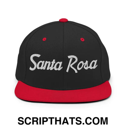 Santa Rosa Script Snapback Hat Black Red