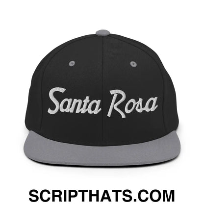 Santa Rosa Script Snapback Hat Black Silver