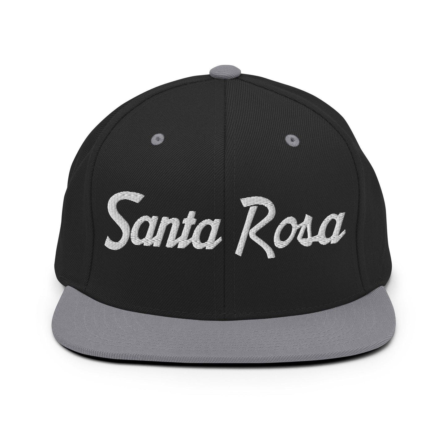 Santa Rosa Script Snapback Hat Black Silver