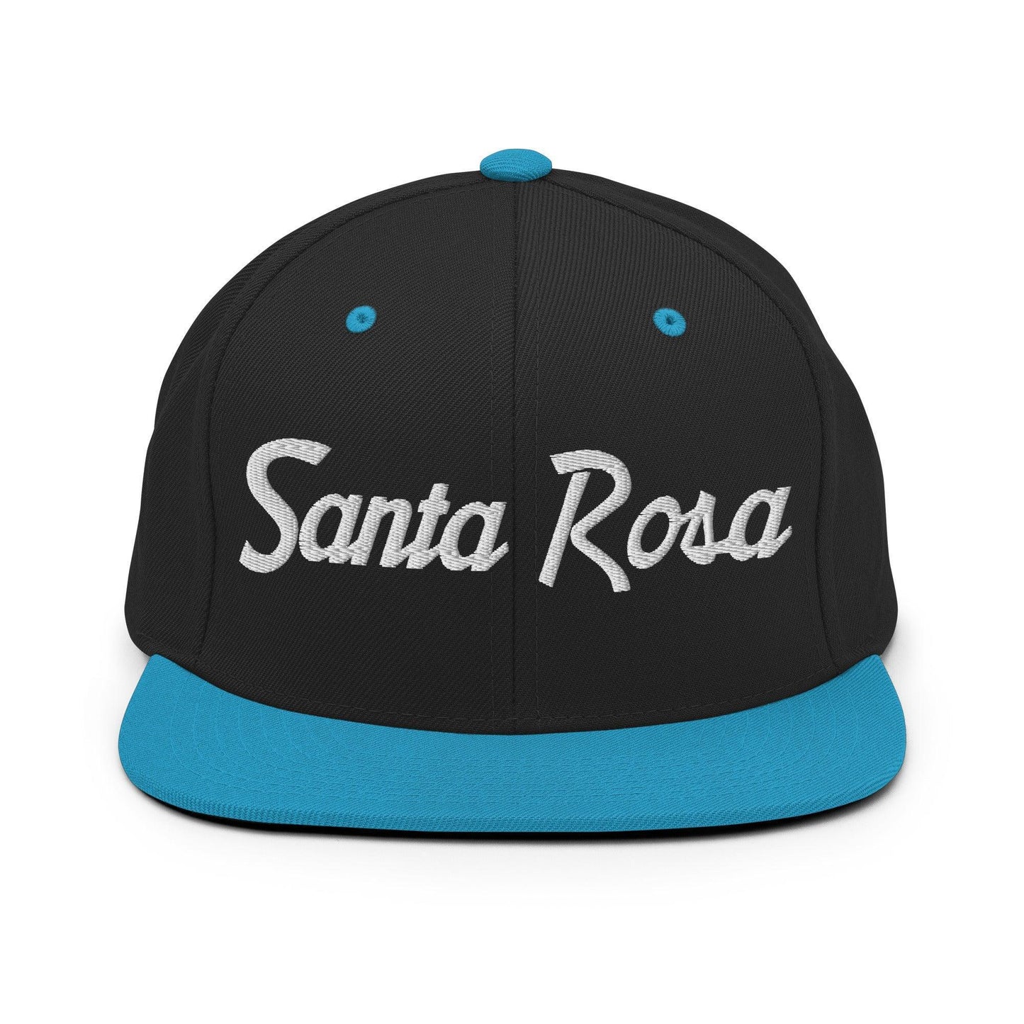 Santa Rosa Script Snapback Hat Black Teal