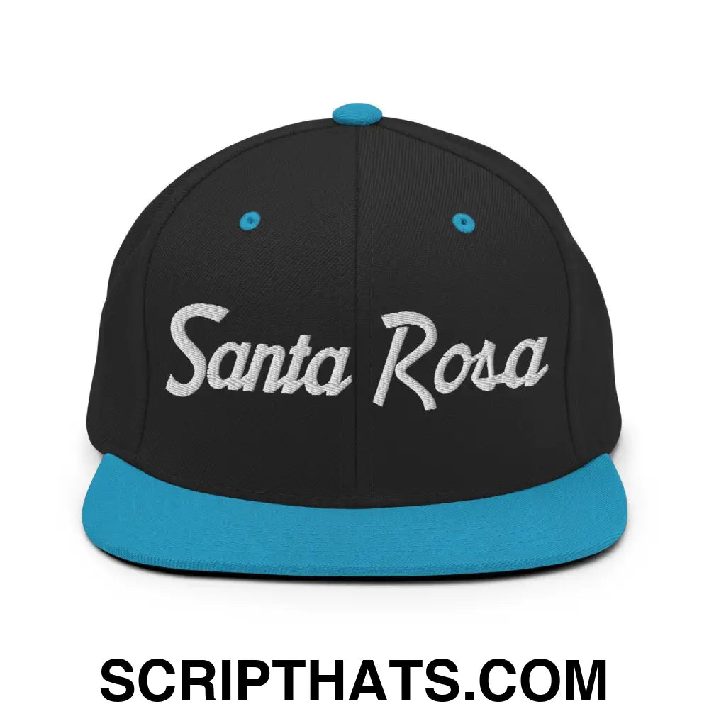 Santa Rosa Script Snapback Hat Black Teal