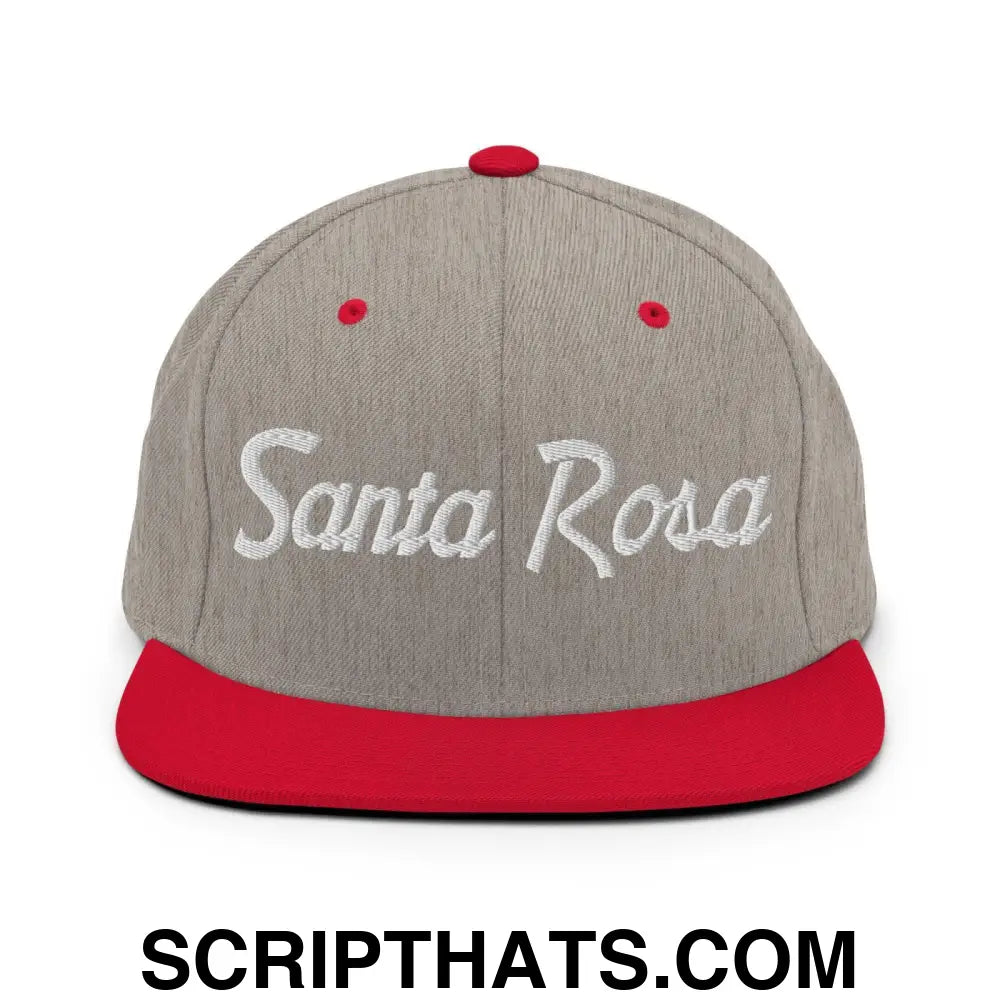 Santa Rosa Script Snapback Hat Heather Grey Red