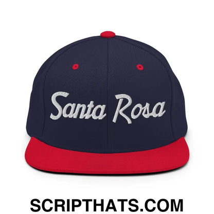 Santa Rosa Script Snapback Hat Navy Red