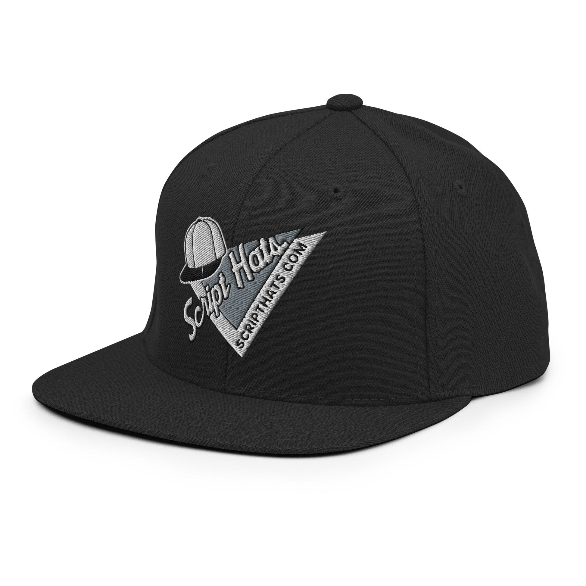 Script Hats 90's Sports Triangle Snapback Hat Black