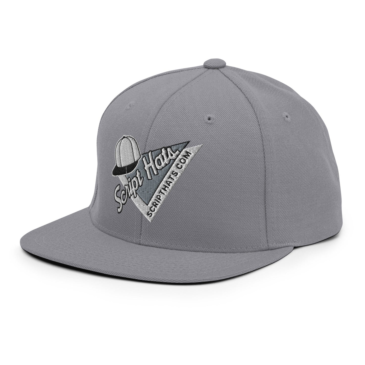 Script Hats 90's Sports Triangle Snapback Hat Silver